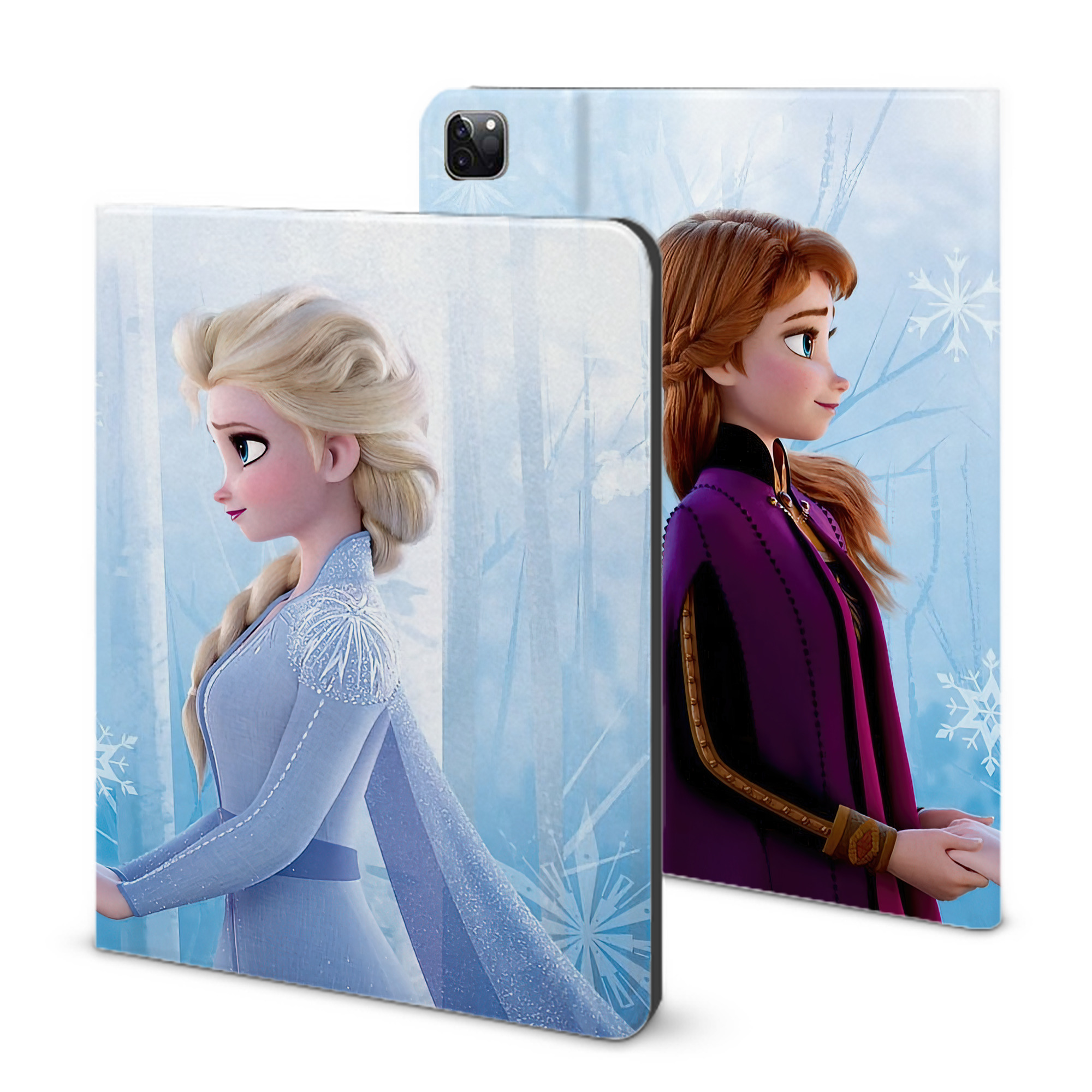 （画像用） アナと雪の女王 アンナ エルサ Frozen Anna Elsa IPad ケース ブック型 PUレザー TPU 耐衝撃 軽量 薄型 ペン収納なし 全面保護 IPad 各モデル対応